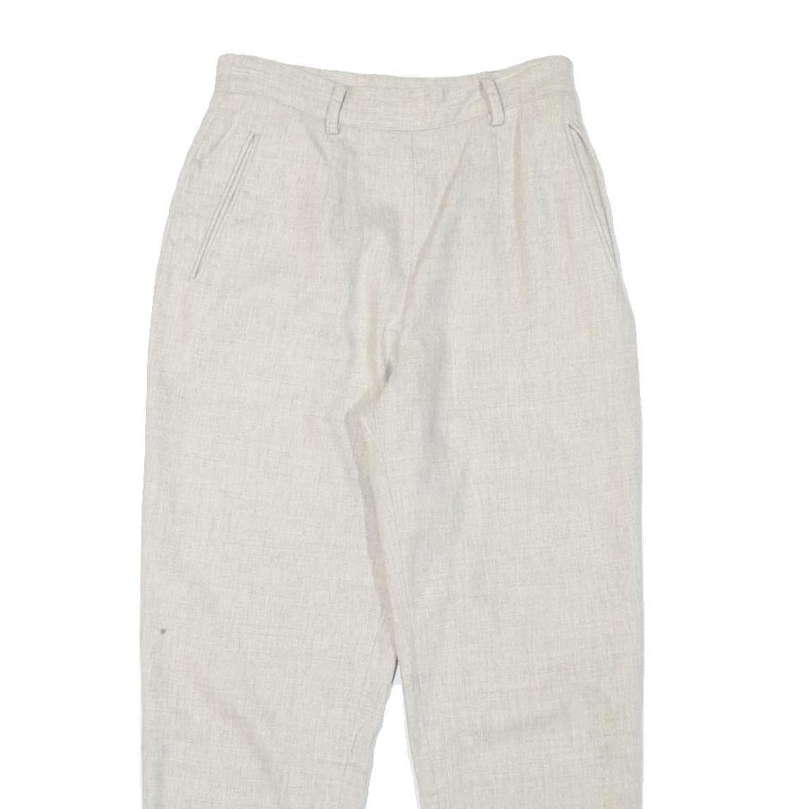 Womens Relaxed Wool Blend Cream Trousers Zip W24 L25 Casual Office Comfort