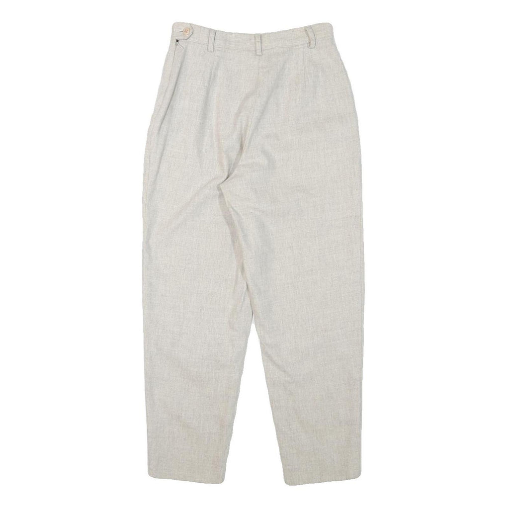 Womens Relaxed Wool Blend Cream Trousers Zip W24 L25 Casual Office Comfort