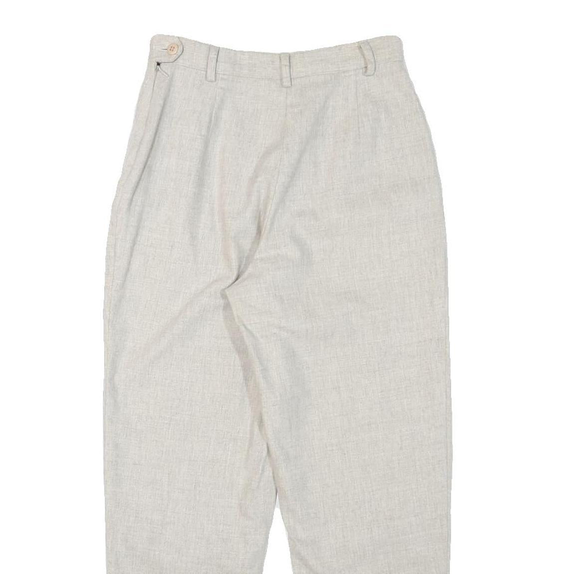 Womens Relaxed Wool Blend Cream Trousers Zip W24 L25 Casual Office Comfort