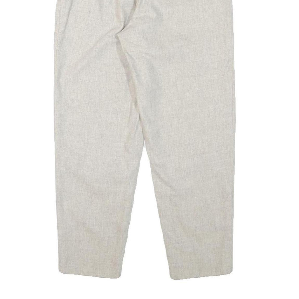 Womens Relaxed Wool Blend Cream Trousers Zip W24 L25 Casual Office Comfort