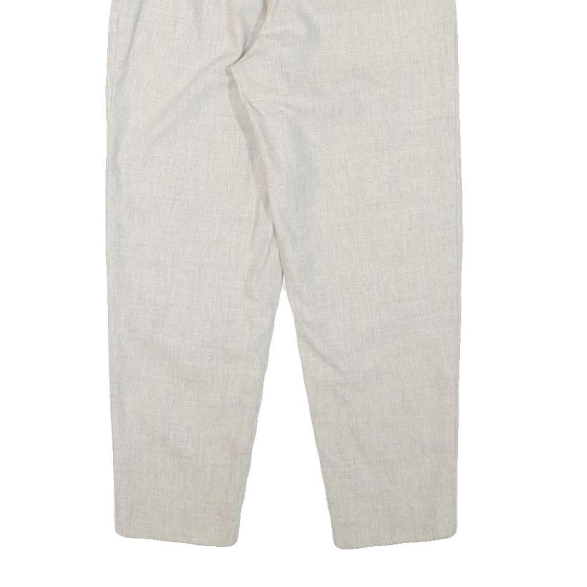 Womens Relaxed Wool Blend Cream Trousers Zip W24 L25 Casual Office Comfort