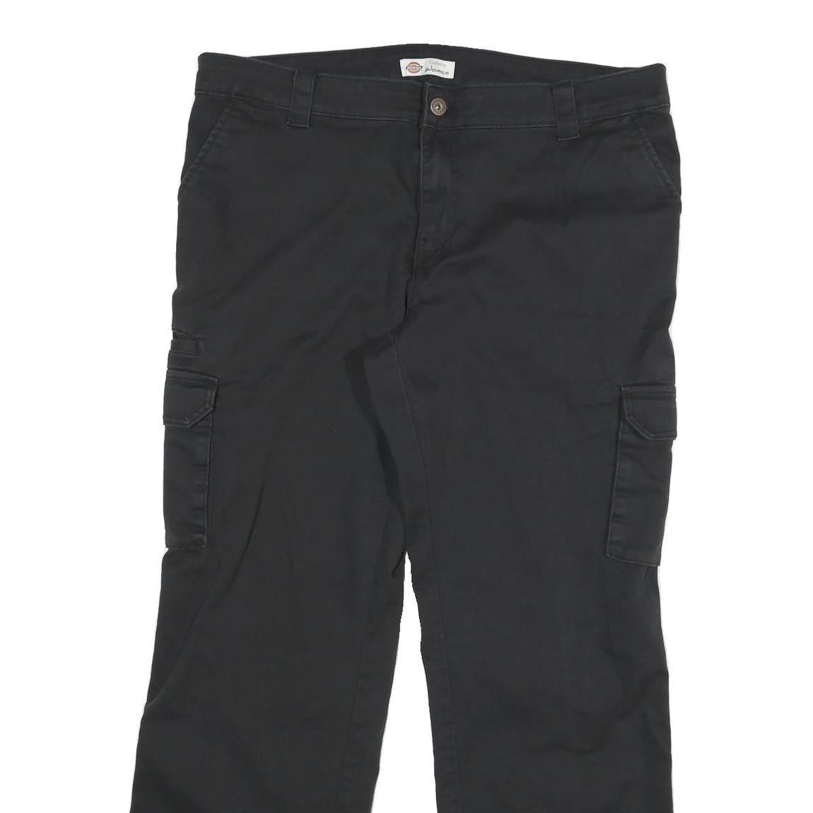 DICKIES Womens Black Regular Fit Straight Leg Trousers W36 L30 Cotton Blend Zip