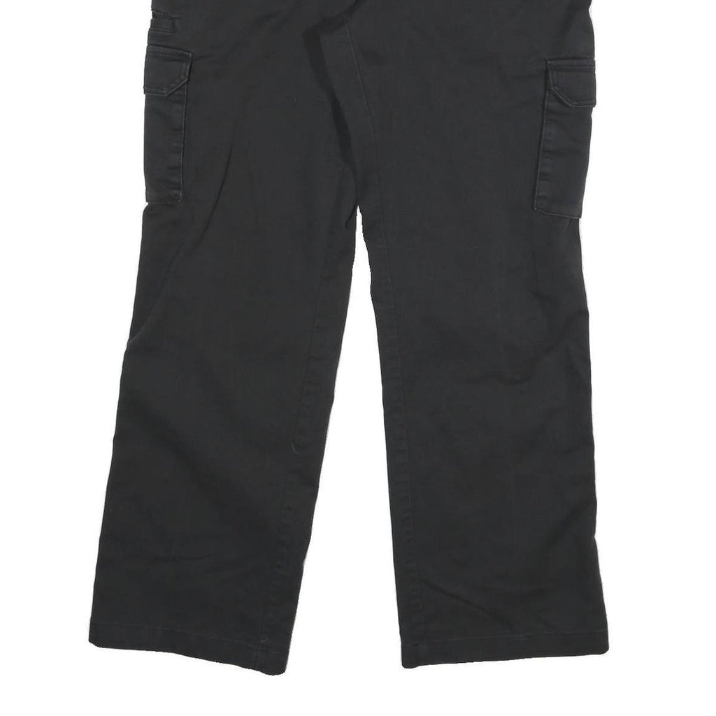 DICKIES Womens Black Regular Fit Straight Leg Trousers W36 L30 Cotton Blend Zip