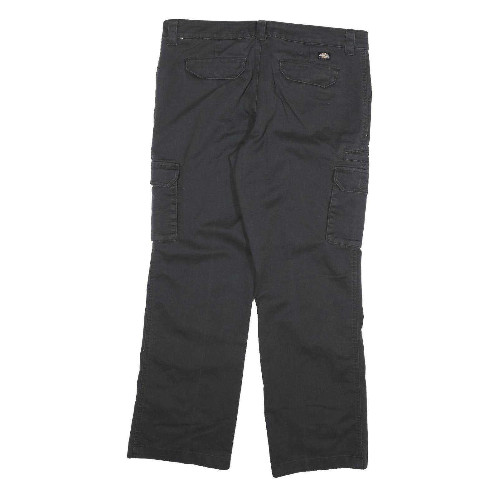 DICKIES Womens Black Regular Fit Straight Leg Trousers W36 L30 Cotton Blend Zip