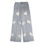 REN WOFEI Mens Blue Regular Straight Denim Stone Wash Jeans W26 L27 Distressed