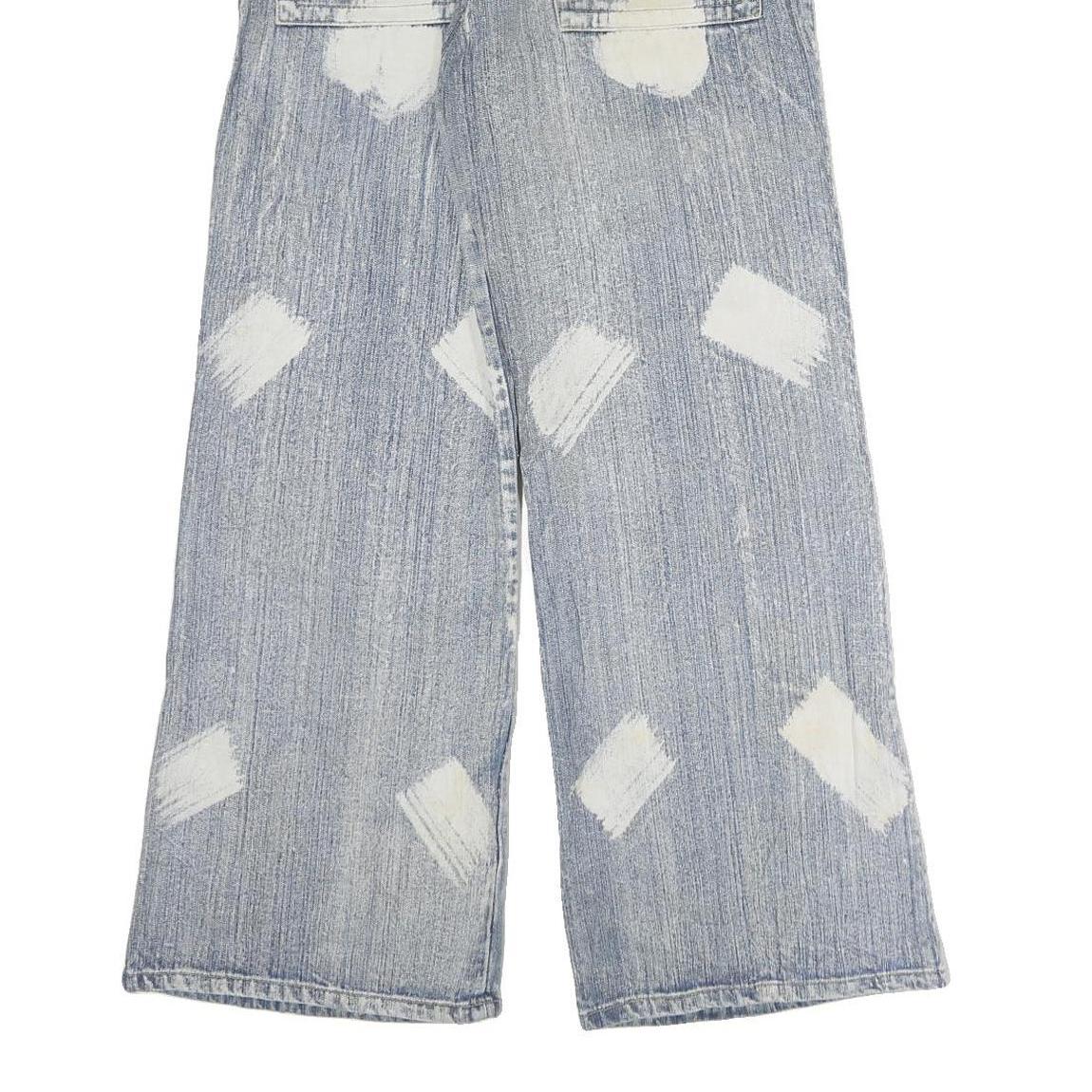 REN WOFEI Mens Blue Regular Straight Denim Stone Wash Jeans W26 L27 Distressed