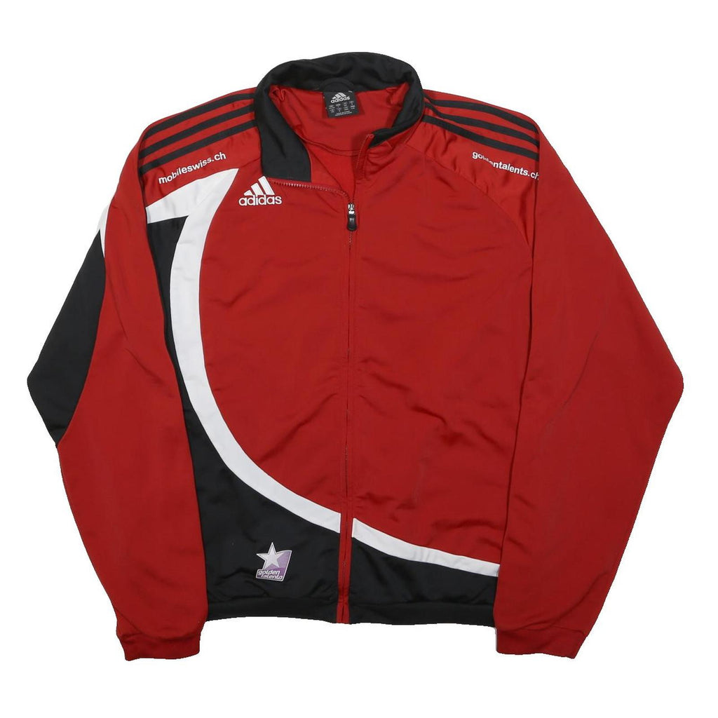 ADIDAS Mens Red & Black Track Jacket L Polyester Zip Casual Sportswear