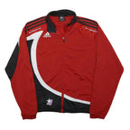 ADIDAS Mens Red & Black Track Jacket L Polyester Zip Casual Sportswear
