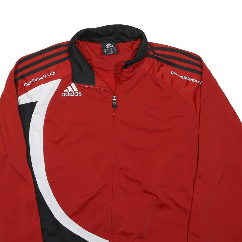 ADIDAS Mens Red & Black Track Jacket L Polyester Zip Casual Sportswear