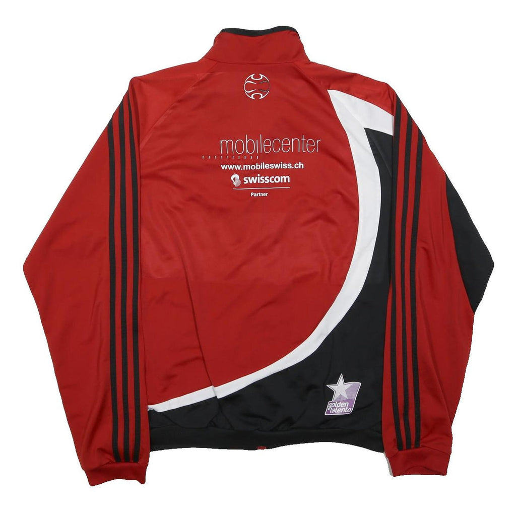 ADIDAS Mens Red & Black Track Jacket L Polyester Zip Casual Sportswear