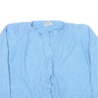 DOUBLE KNIT Womens Blue Plain Jumper Button Neck Basic Knit L Lightweight Soft