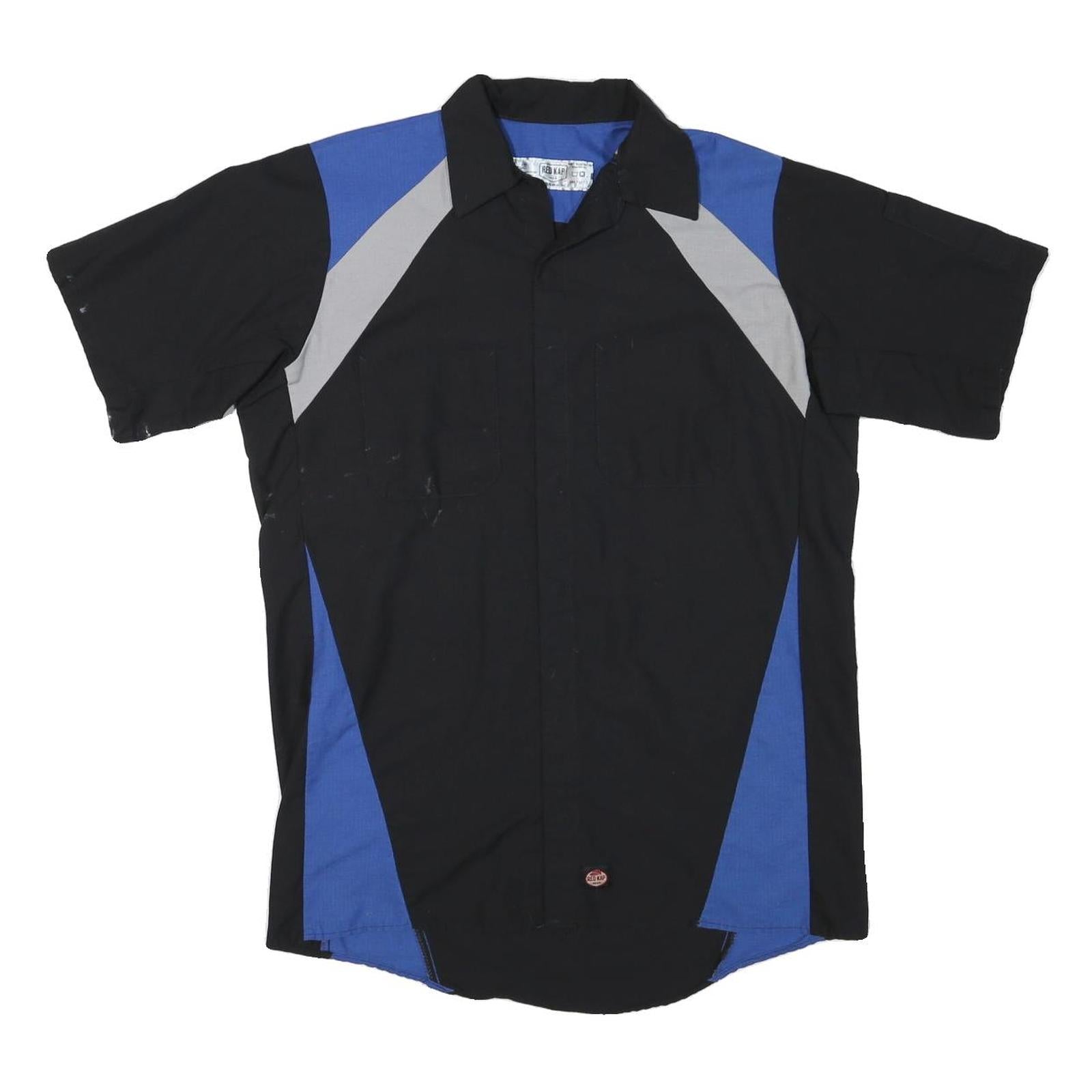 RED KAP Mens Black & Blue Work Shirt Cotton Blend M Casual Durable