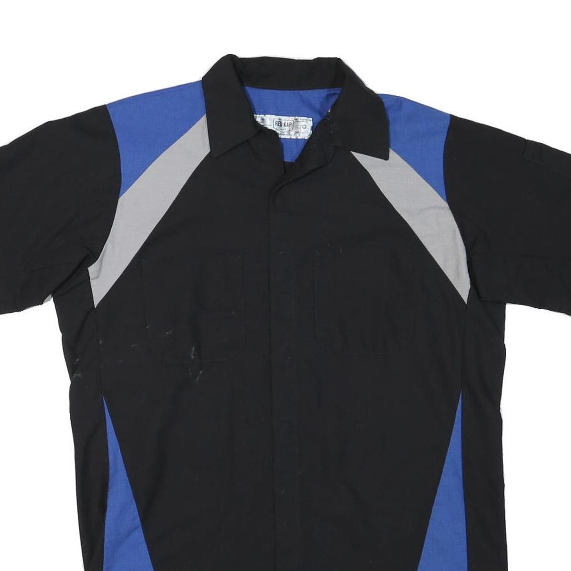 RED KAP Mens Black & Blue Work Shirt Cotton Blend M Casual Durable