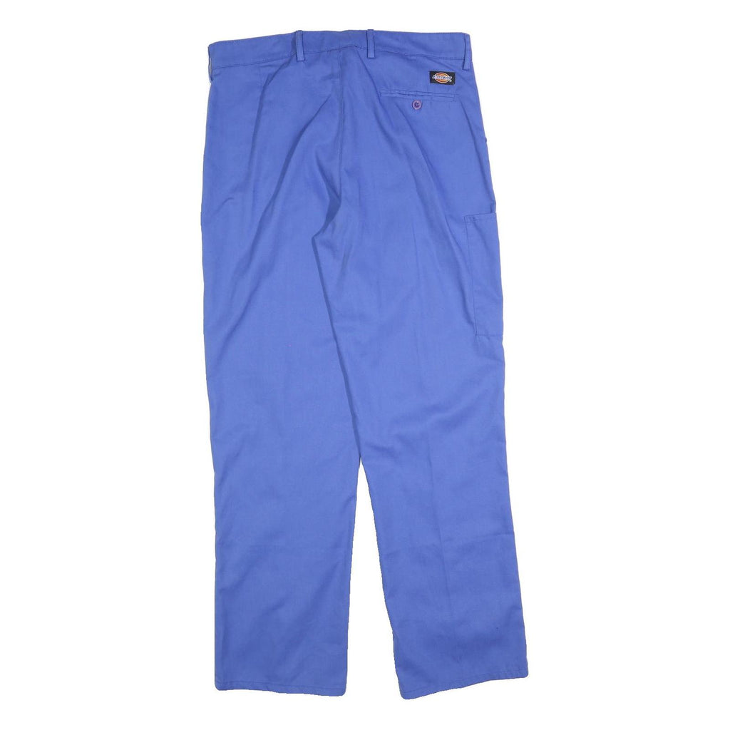 DICKIES Mens Cotton Blend Blue Regular Straight Trousers W36 L32 Workwear Pants