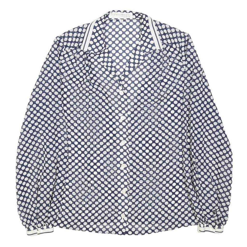 SOMMERMANN MODELL Womens Blue & White Polka Dot Shirt M Button Long Sleeve