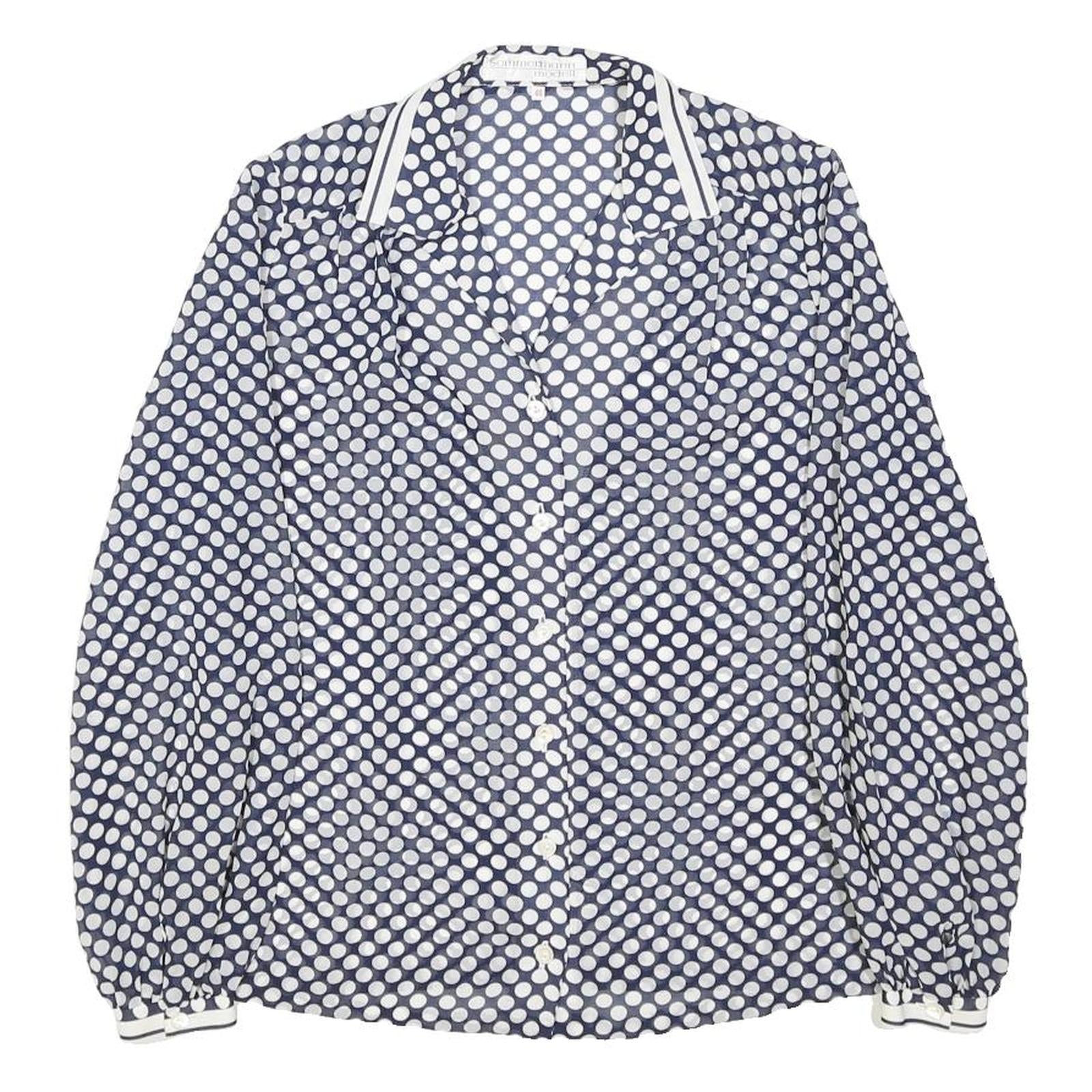 SOMMERMANN MODELL Womens Blue & White Polka Dot Shirt M Button Long Sleeve