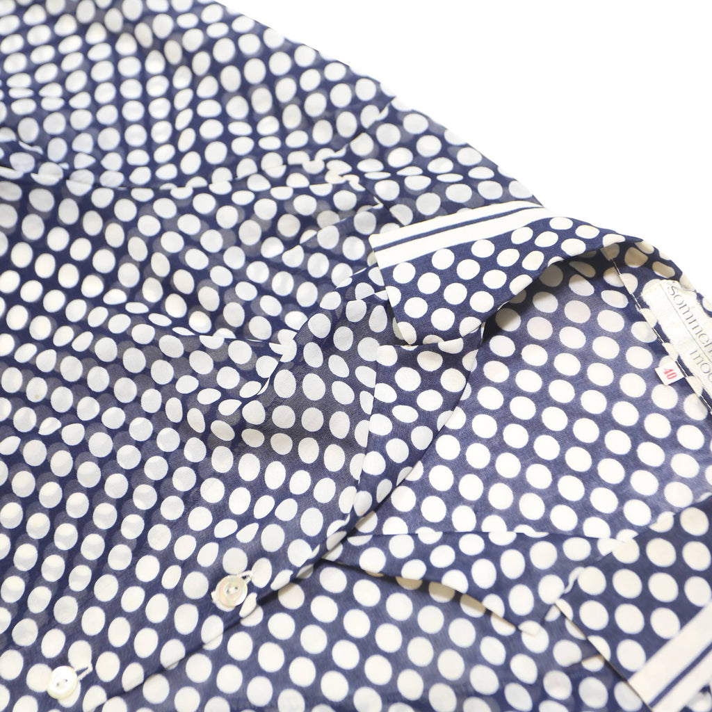 SOMMERMANN MODELL Womens Blue & White Polka Dot Shirt M Button Long Sleeve