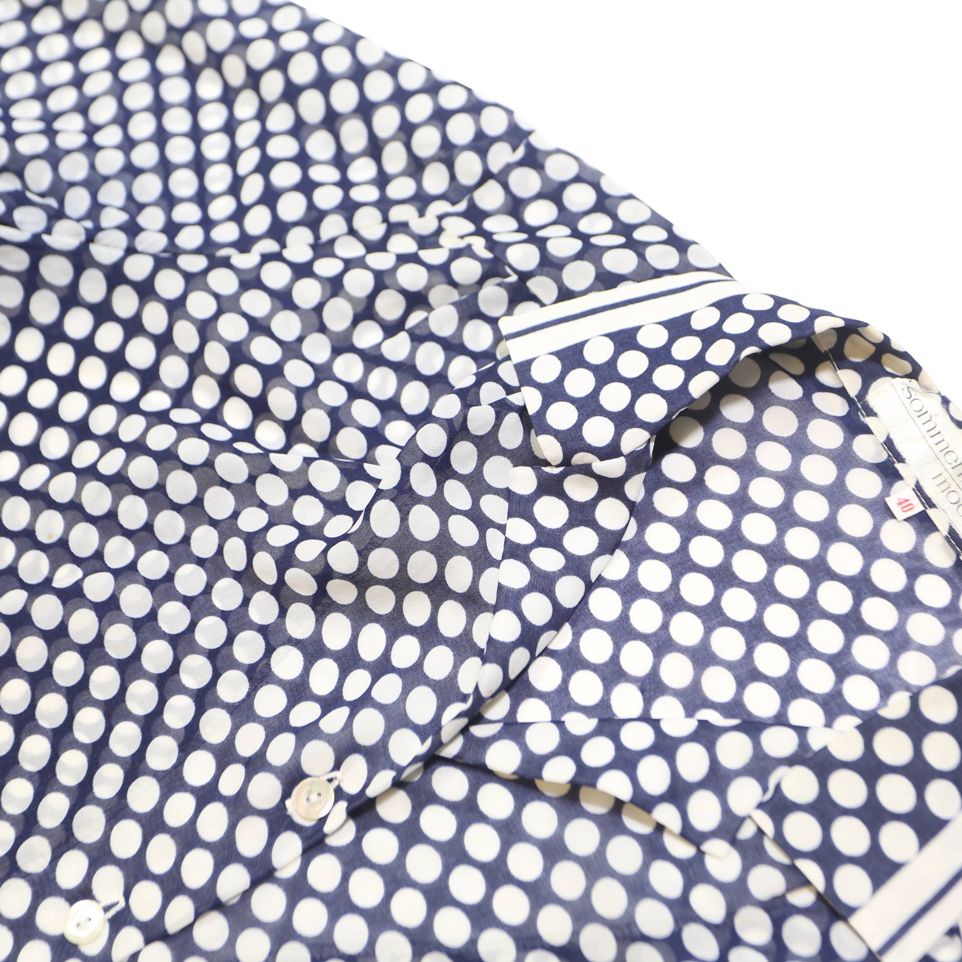 SOMMERMANN MODELL Womens Blue & White Polka Dot Shirt M Button Long Sleeve