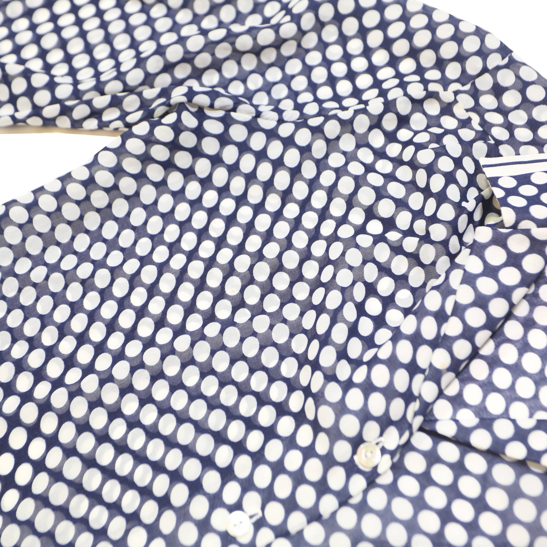 SOMMERMANN MODELL Womens Blue & White Polka Dot Shirt M Button Long Sleeve