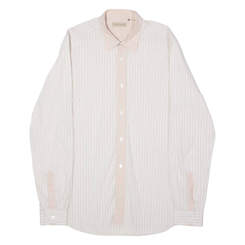 TED BAKER Mens Shirt Pink Striped Long Sleeve S