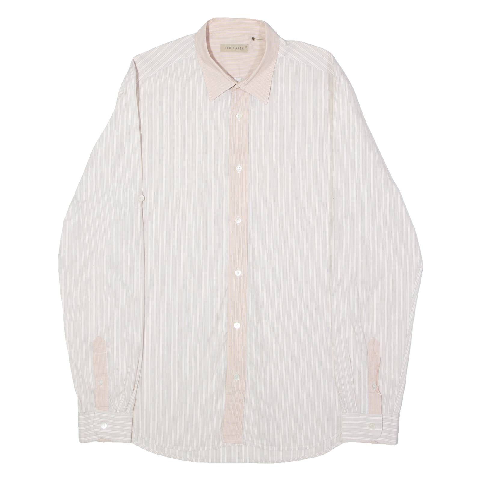 TED BAKER Mens Shirt Pink Striped Long Sleeve S
