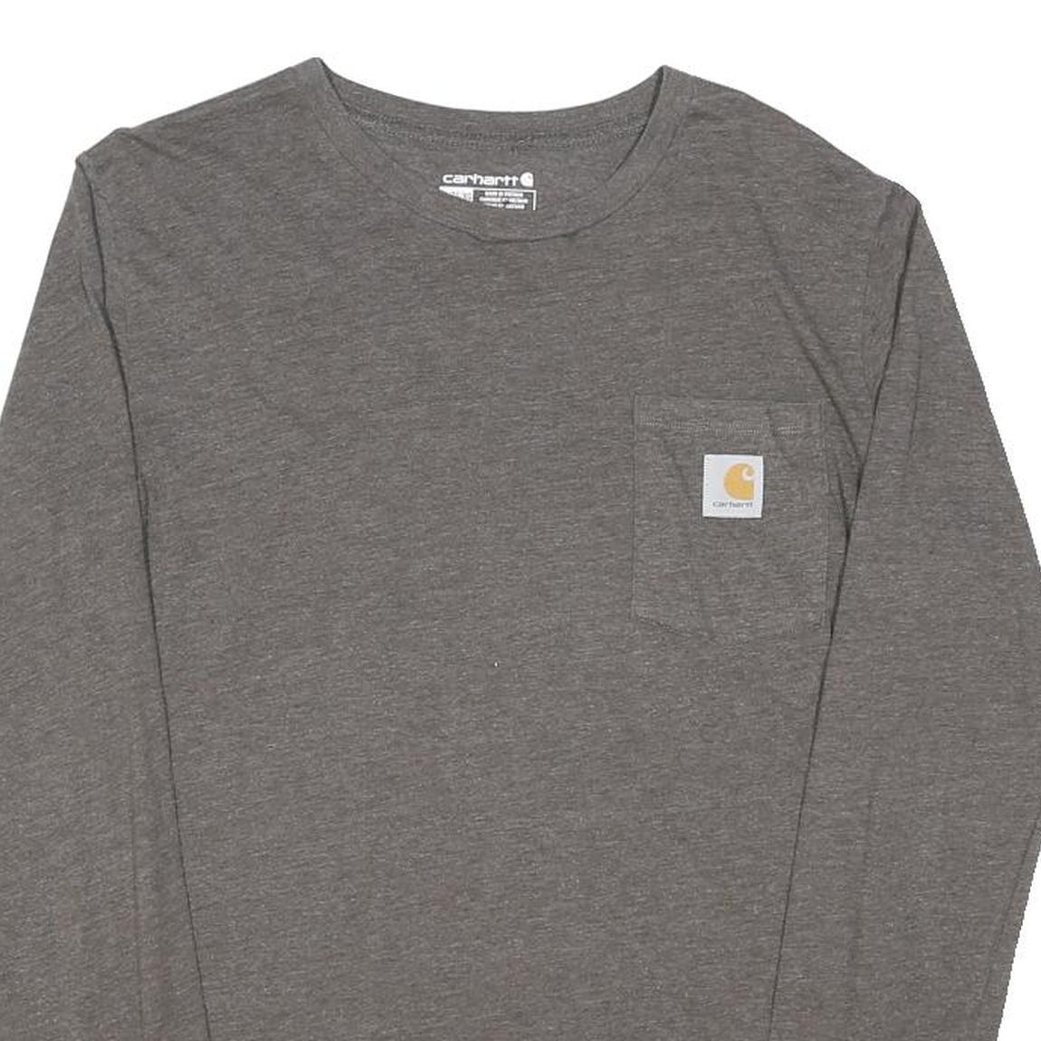 CARHARTT Boys Grey Moose Graphic Long Sleeve Crew Neck XL Cotton Blend T-Shirt
