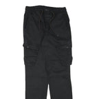 BLACKZI Mens Regular Black Cargo Trousers W29 L33 Cotton Blend Drawstring