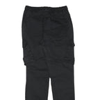 BLACKZI Mens Regular Black Cargo Trousers W29 L33 Cotton Blend Drawstring