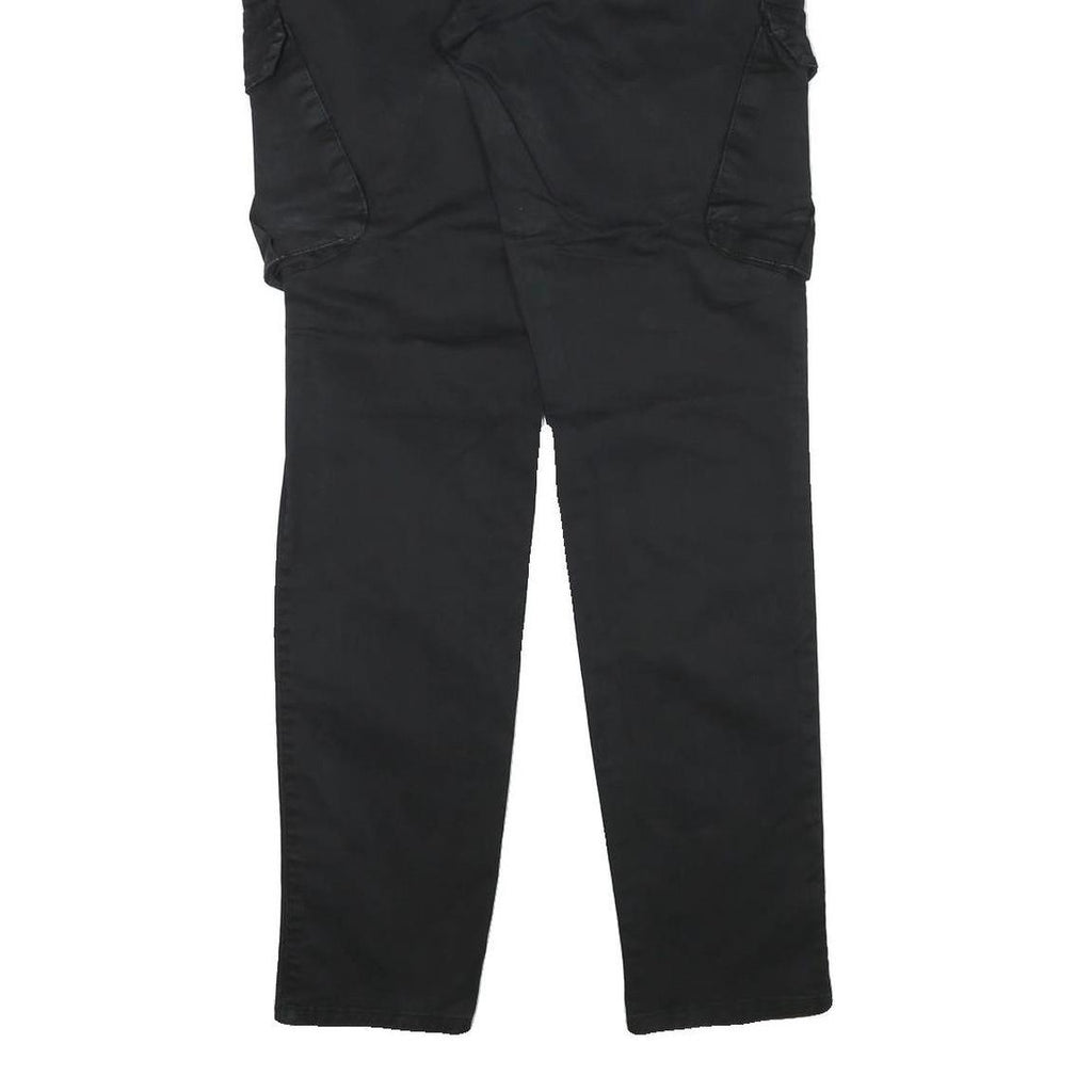 BLACKZI Mens Regular Black Cargo Trousers W29 L33 Cotton Blend Drawstring