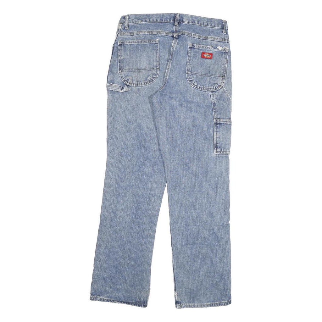 DICKIES Mens Regular Blue Denim Stone Wash W30 L32 Work Jean Zip Fly