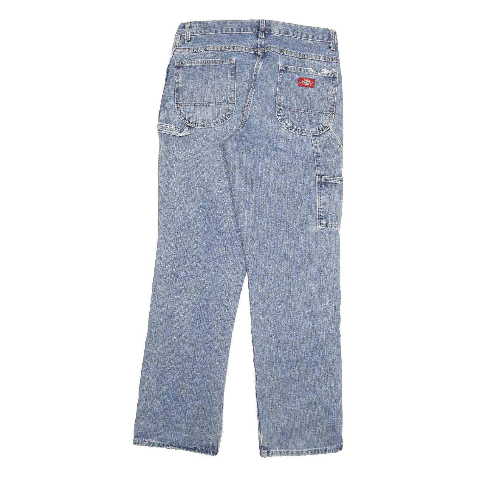DICKIES Mens Regular Blue Denim Stone Wash W30 L32 Work Jean Zip Fly