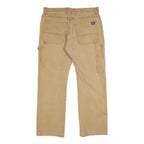 DICKIES Mens Cotton Blend Beige Regular Fit Straight Trousers W34 L30 Workwear