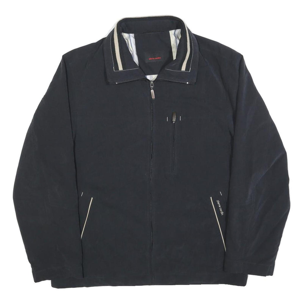 PIERRE CARDIN Mens Black Zip Jacket M Polyester Blend Plain Long Sleeve