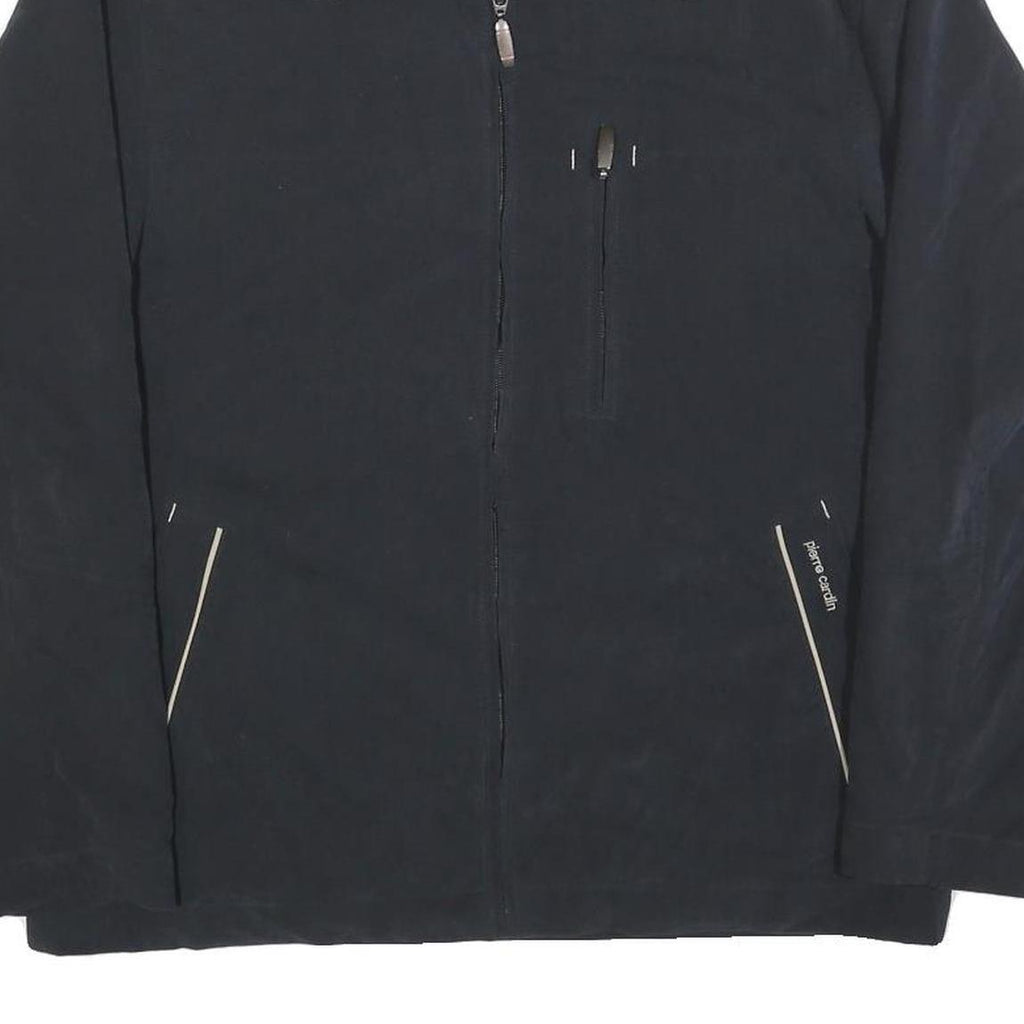 PIERRE CARDIN Mens Black Zip Jacket M Polyester Blend Plain Long Sleeve