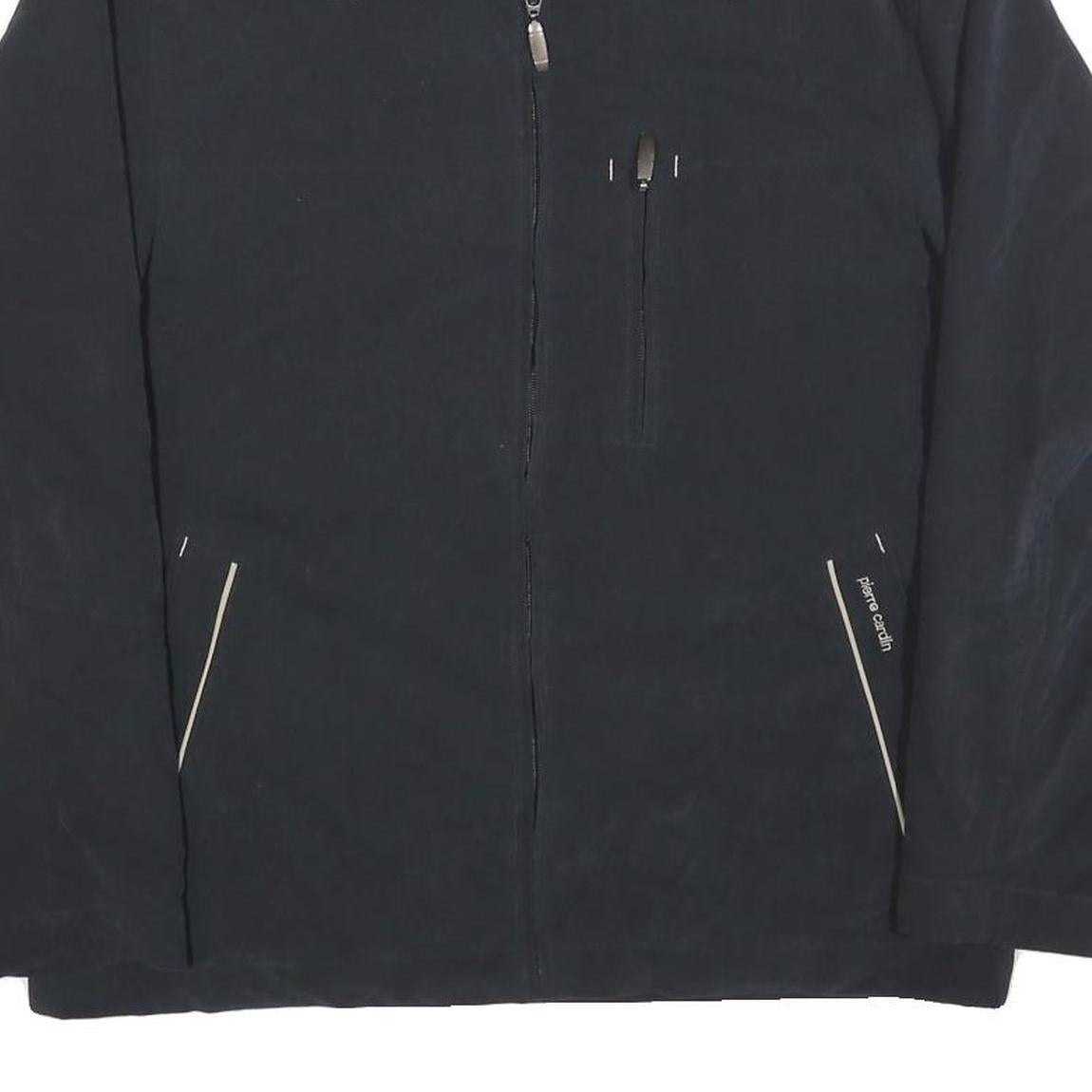 PIERRE CARDIN Mens Black Zip Jacket M Polyester Blend Plain Long Sleeve