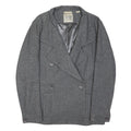 DKNY Womens Grey Wool Blend Double Breasted Jacket L Woven Classic Button