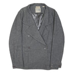 DKNY Womens Grey Wool Blend Double Breasted Jacket L Woven Classic Button