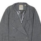 DKNY Womens Grey Wool Blend Double Breasted Jacket L Woven Classic Button