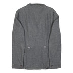 DKNY Womens Grey Wool Blend Double Breasted Jacket L Woven Classic Button
