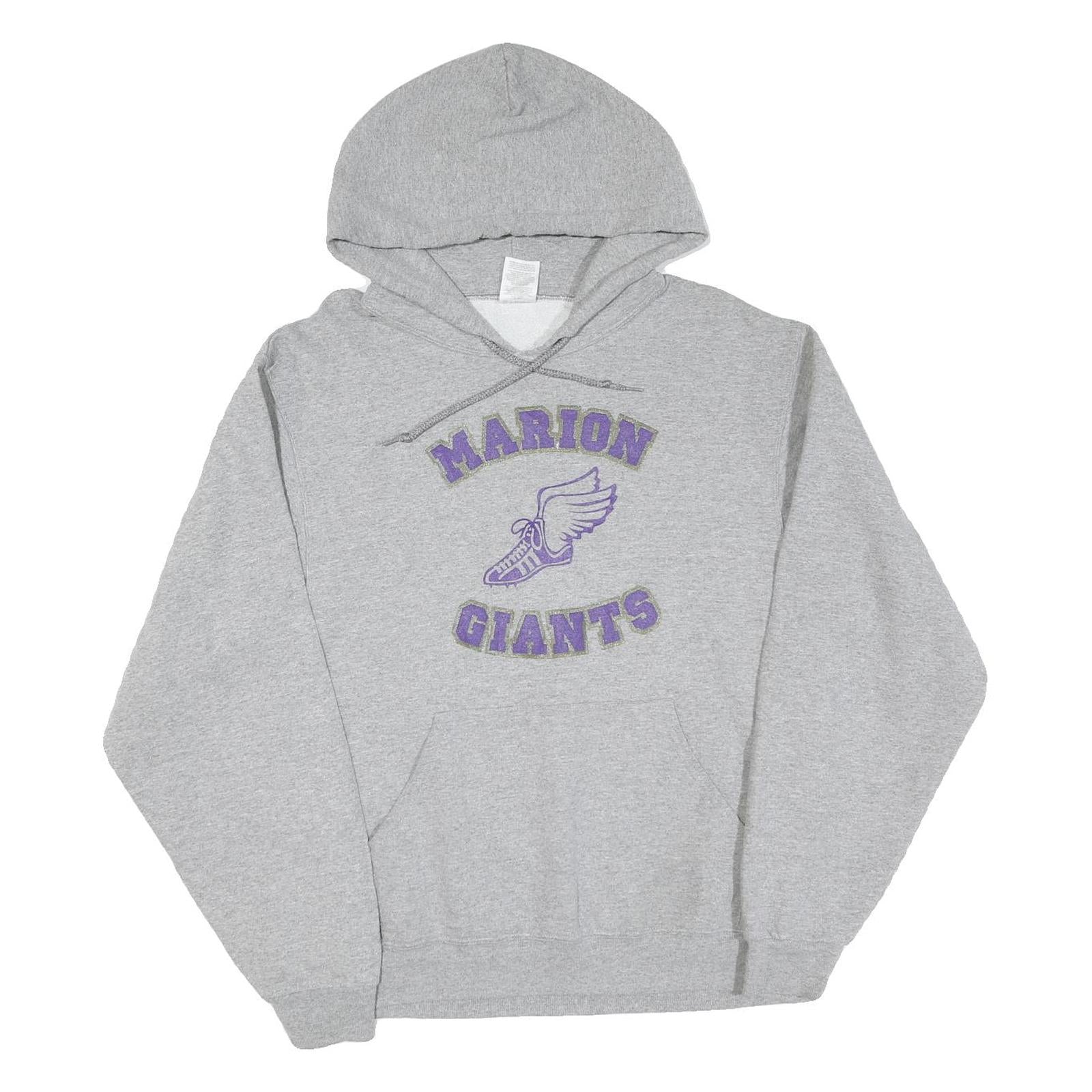 Mens Grey Marion Giants Cotton Pullover Hoodie M Sports Graphic Sweatshirt