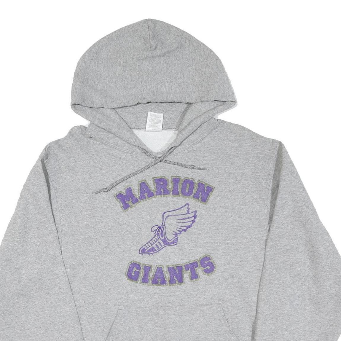 Mens Grey Marion Giants Cotton Pullover Hoodie M Sports Graphic Sweatshirt