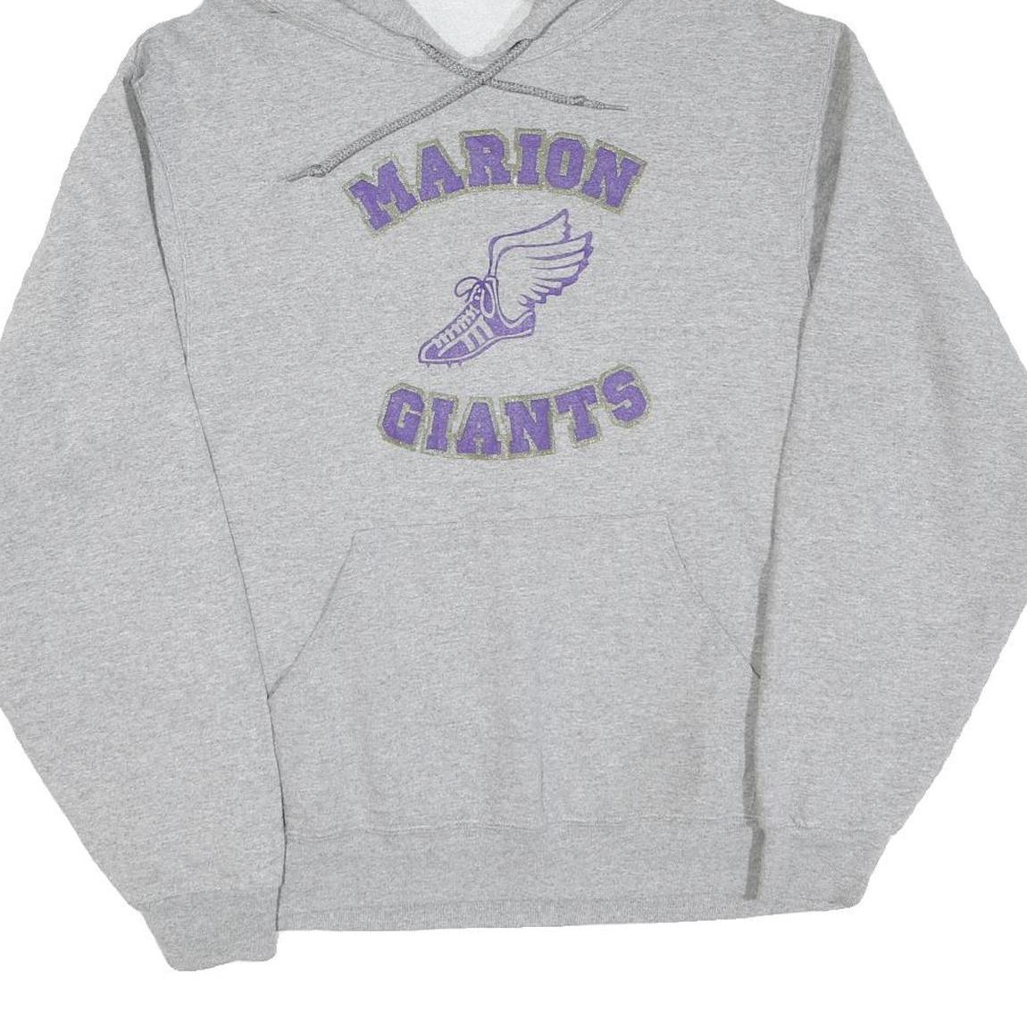 Mens Grey Marion Giants Cotton Pullover Hoodie M Sports Graphic Sweatshirt