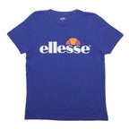 ELLESSE Womens Blue Logo Graphic T-Shirt L Short Sleeve Crew Neck Cotton Blend