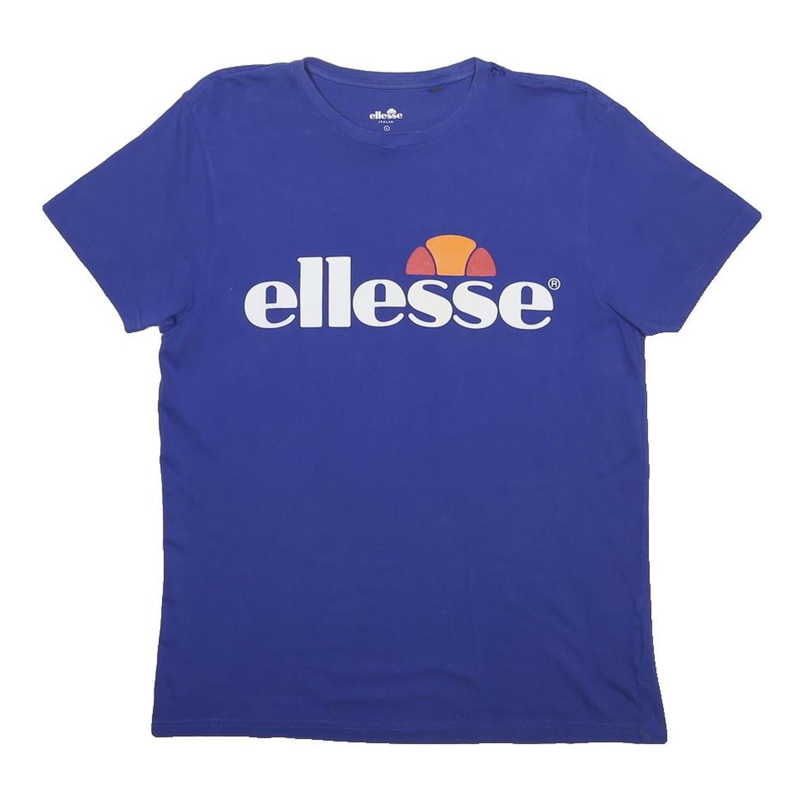 ELLESSE Womens Blue Logo Graphic T-Shirt L Short Sleeve Crew Neck Cotton Blend