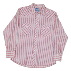 WRANGLER Mens Red & White Striped Shirt L Western Style Button Up Cotton Blend