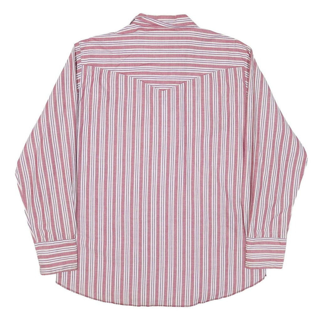 WRANGLER Mens Red & White Striped Shirt L Western Style Button Up Cotton Blend