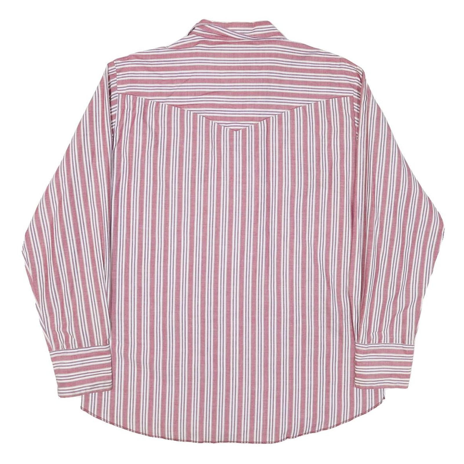 WRANGLER Mens Red & White Striped Shirt L Western Style Button Up Cotton Blend