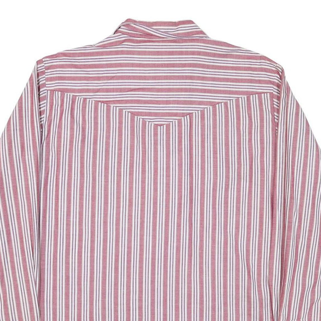 WRANGLER Mens Red & White Striped Shirt L Western Style Button Up Cotton Blend