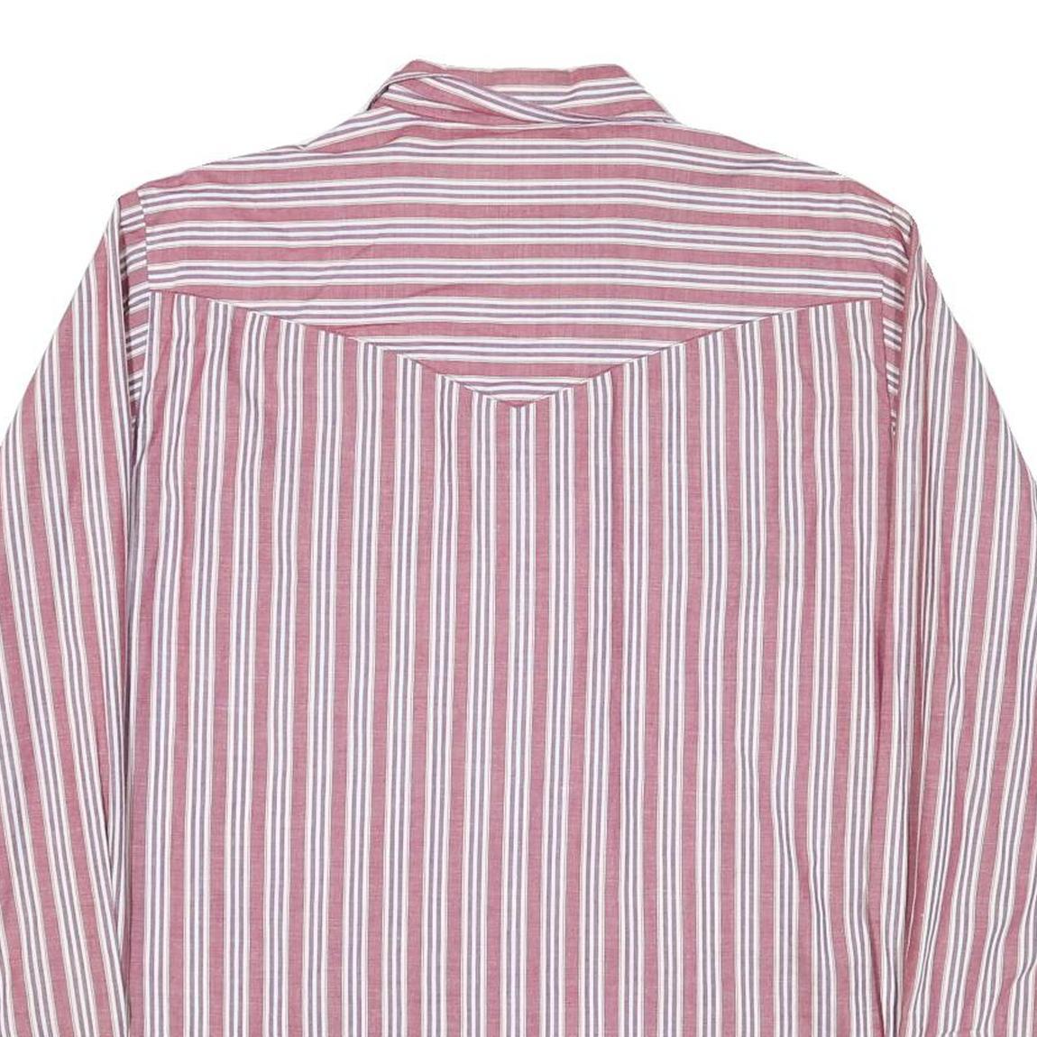 WRANGLER Mens Red & White Striped Shirt L Western Style Button Up Cotton Blend