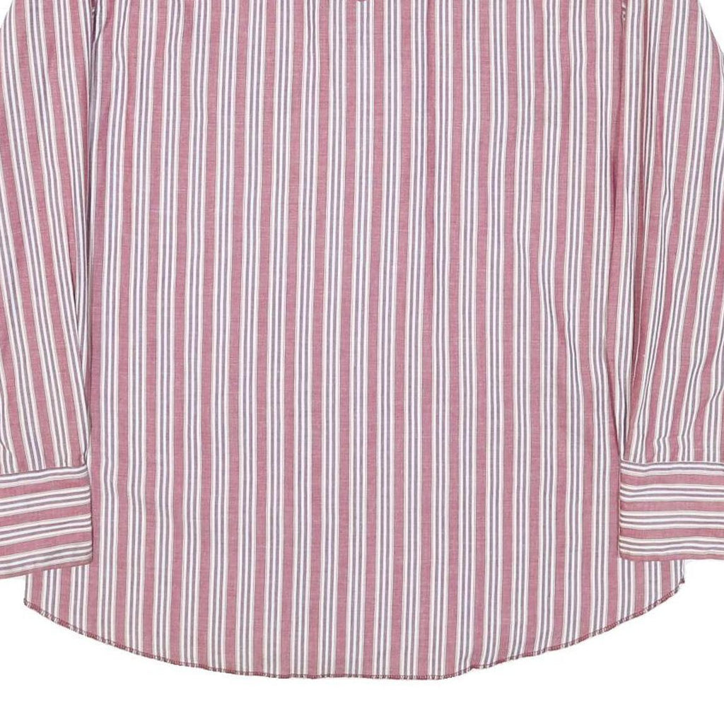 WRANGLER Mens Red & White Striped Shirt L Western Style Button Up Cotton Blend